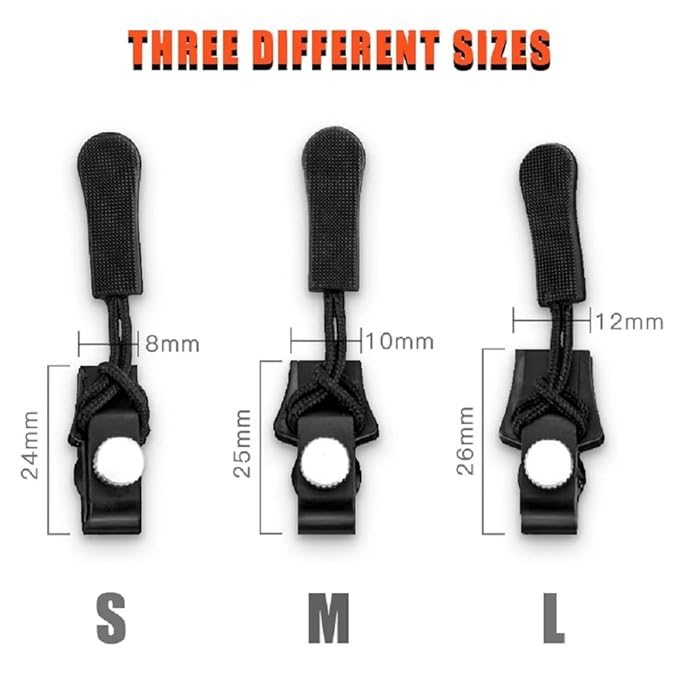 Zipper Slider with 3 Different Size (Small, Medium, Large)